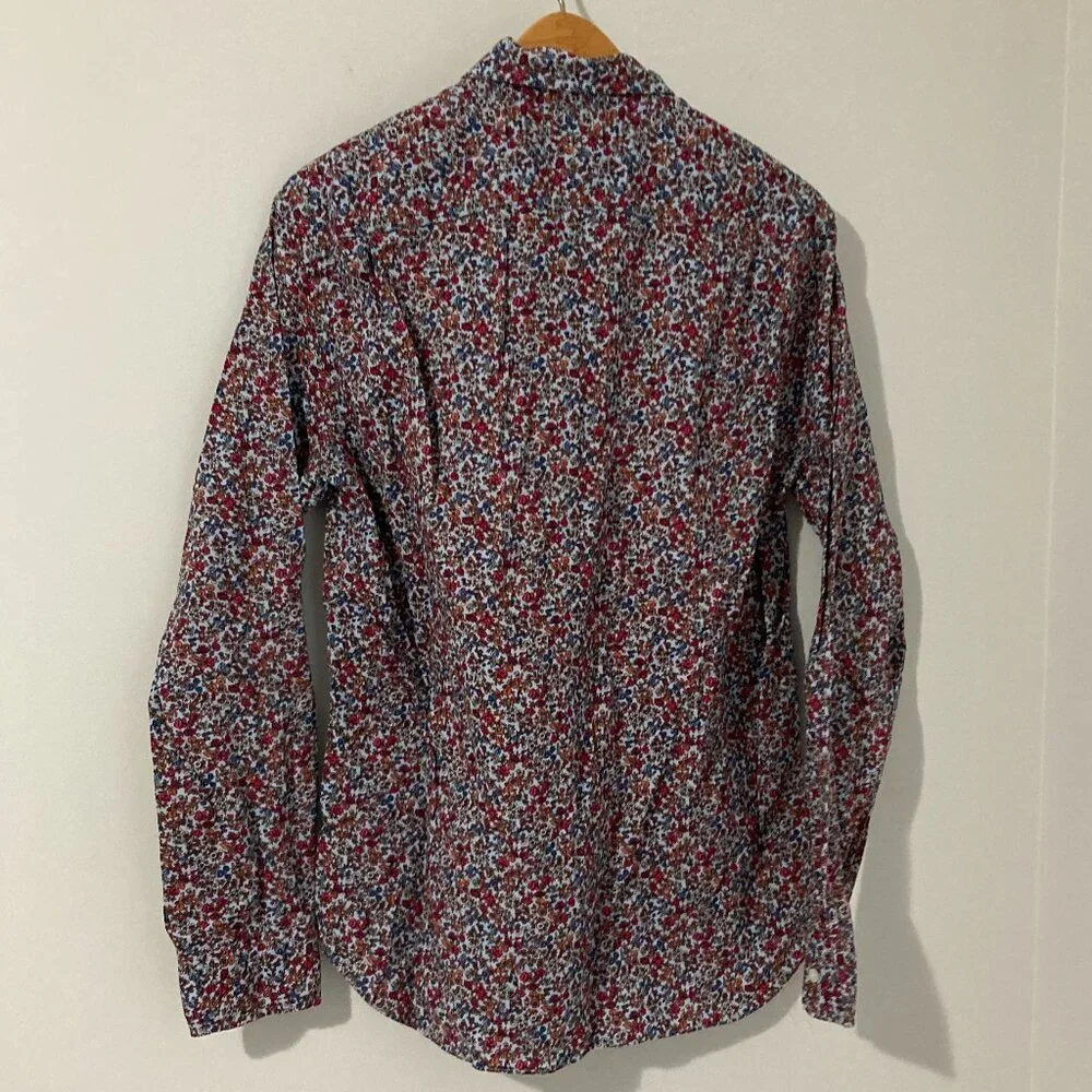 J Crew Shirt Mens‎ L Red White Floral Print LS Button Down All Over Print